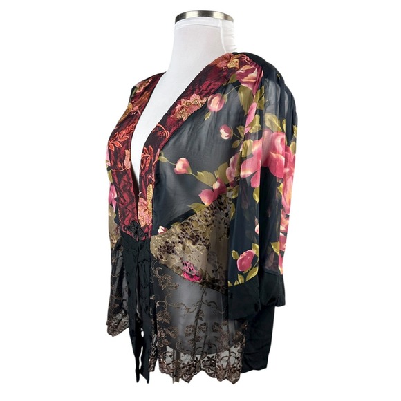 Spencer Alexis Floral Embroidered Cardigan Top Plus Size 2X Boho Fairy Artsy - Picture 7 of 15